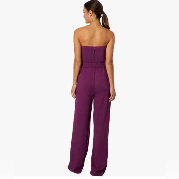 Lilly Pulitzer NWT Size 0 Amazing Burgundy Strapless Wide Leg Pant Jumpsuit - Picture 2 of 15